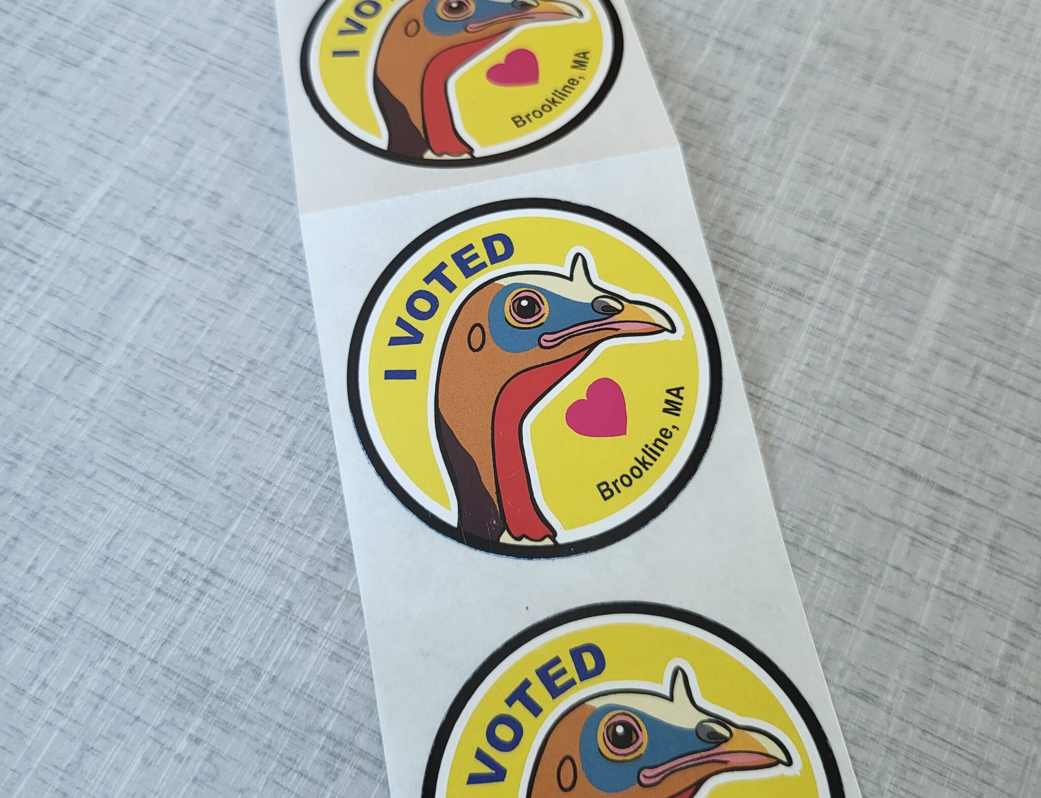 Brookline Town Clerk Releases TurkeyThemed ‘I Voted’ Sticker Ahead of